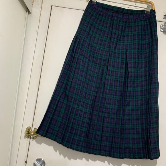 VINTAGE ALJEAN WOOL PLAID PLEATED KILT SKIRTS SIZE 12 - Picture 6 of 8